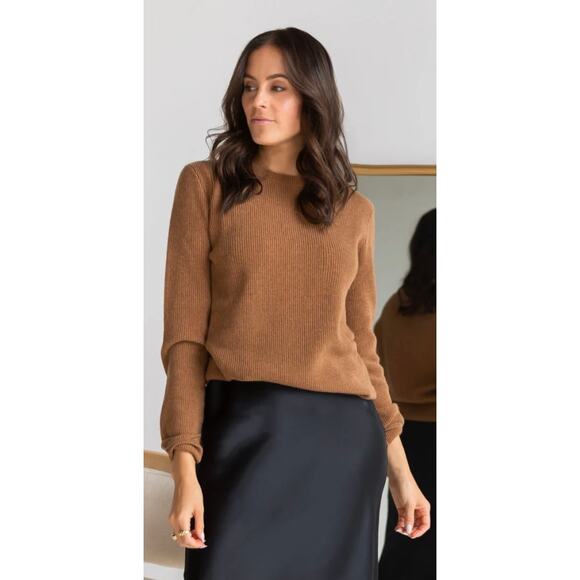 Ravella Ribbed Brown Camilla Luxe Cashmere Sweater - Picture 5 of 12